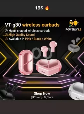 سماعات VT-g30 اللاسلكية المميزة على شكل قلب | VT-g30 Heart-Shaped Wireless Earbuds