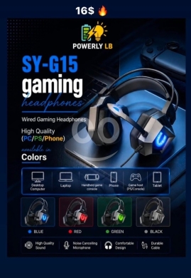Computers Parts & Software Accessories in Mazraa - سماعات SY-G15 السلكية للألعاب مع ميكروفون عازل | SY-G15 Wired Gaming Headphones with Mic