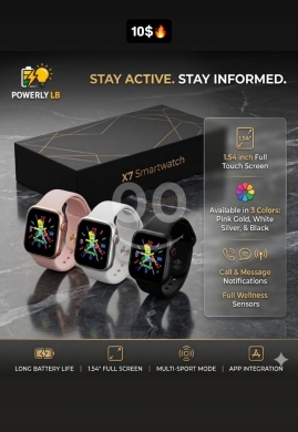 Smart Watches dans Mazraa - ساعة ذكية X7 بشاشة لمس كاملة ومستشعرات صحية - 10$ | X7 Smartwatch with Full Touch Screen - $10