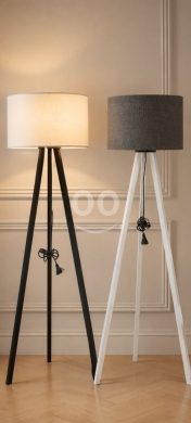 Other home furniture in Al Zarif - لمبادير مودرن مميز ثلاثي القوائم بطول 150 سم | Modern 150cm Tripod Floor Lamp with Fabric Shade