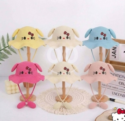 الملابس، الأحذية والزينة في ادونيس - قبعة قش ترند للأطفال مع آذان متحركة | Trendy Kids Straw Hat with Moving Ears