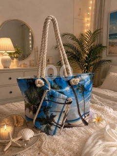 شنطة بحر أنيقة مع مقلمة | Stylish Beach Bag with Matching Pouch