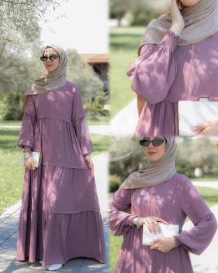 الملابس، الأحذية والزينة في Loussiya - فستان صيفي طويل بقماش يارا مع سحاب عملي | Elegant Yara Fabric Long Summer Dress with Zipper