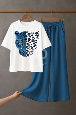 الملابس، الأحذية والزينة في Loussiya - طقم نسائي كاجوال قطن فرانش تيري وبنطلون لنن | Premium French Terry &amp; Linen Women&#039;s Casual Set