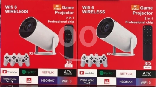 Cameras, Camcorders & Studio Equipment in Hamra - بروجكتر العاب ذكي 4K مع قبضات تحكم وواي فاي 6 | 4K Smart Game Projector &amp; Controllers