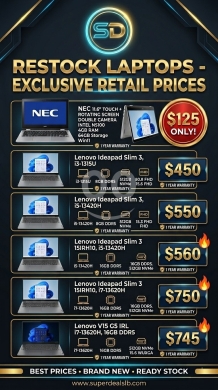 Computers Parts & Software Accessories in Baouchriye - تشكيلة لابتوبات لينوفو وإن إي سي جديدة كلياً | Brand New Lenovo &amp; NEC Laptops Collection