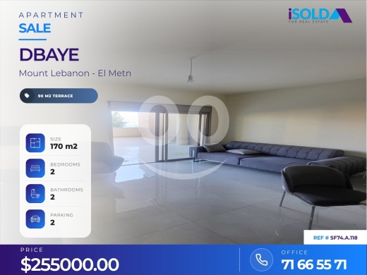 شقق للبيع في ضبيه - Apartment + Terrace 4 sale in Dbaye - شقة في ضبية - SF74.A.118
