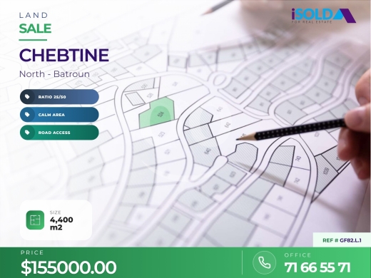 اراضي للبيع في شبطيني - 4400 m2 Land For Sale in Chebtine , Batroun - شبطين بترون - GF82.L.1