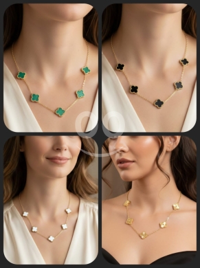 Clothes, Footwear & Accessories in Beirut City - قلادة نسائية أنيقة بتصميم البرسيم المتعدد - ألوان جذابة | Elegant Multi-Clover Necklace