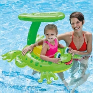 Produits pour bébés et enfants dans Baouchriye - Intex Froggy Friend Shaded Baby Float - فلوتر سباحة للأطفال على شكل ضفدع مع مظلة