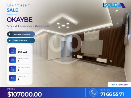 Apartments for sale in okaybe - Fully Decorated Apartment 4 sale in Oukeiby - شقة للبيع في أوكيبي
