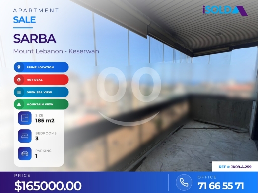Apartments for sale in Sarba - Hot deal,Apartment in Sarba,Open mountain&amp;Seaview,Prime location-صربا -JK09.A.259