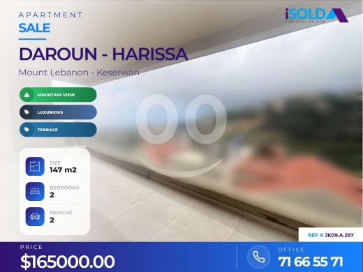 Apartments for sale in Harissa - Hot deal, Apartment,Terrace,Open Mountain view 4 Sale in Harissa-حريصا - JK09.A.257