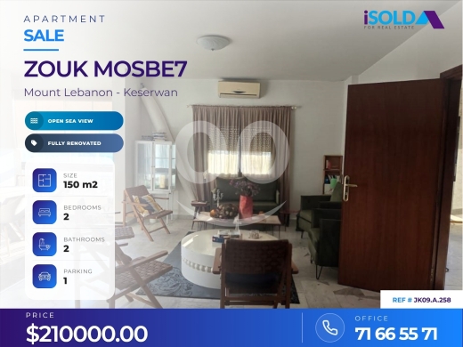 شقق للبيع في ذوق مصبح - Hot deal, Furnished Apartment, Open Sea view 4 Sale in Zouk Mosbeh - JK09.A.258
