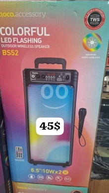 Mobile accessories in Beirut City - مكبر صوت لاسلكي هوكو BS52 مع إضاءة LED وميكروفون | Hoco BS52 Outdoor Wireless Speaker with LED