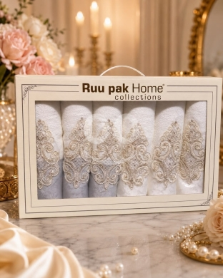 علبة مناشف عرايس فاخرة بقطن تركي | Luxury Turkish Cotton Bridal Towel Set — 4