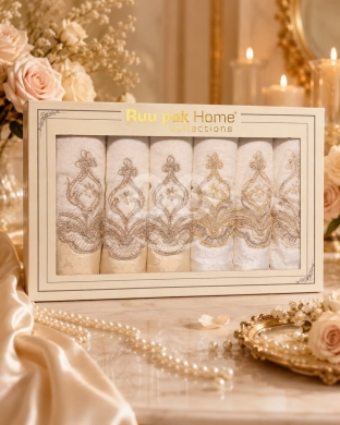 علبة مناشف عرايس فاخرة بقطن تركي | Luxury Turkish Cotton Bridal Towel Set — 7