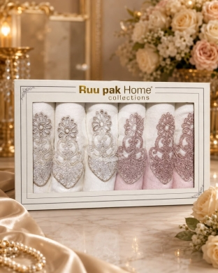 علبة مناشف عرايس فاخرة بقطن تركي | Luxury Turkish Cotton Bridal Towel Set — 8