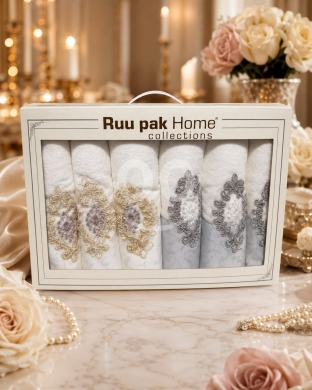 علبة مناشف عرايس فاخرة بقطن تركي | Luxury Turkish Cotton Bridal Towel Set — 6