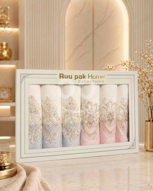 علبة مناشف عرايس فاخرة بقطن تركي | Luxury Turkish Cotton Bridal Towel Set — 9