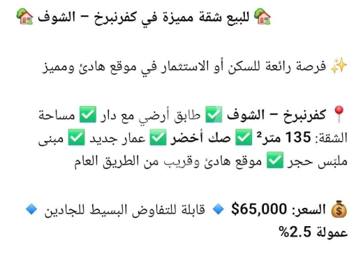 Apartments for sale in Kfar Nabrakh - شقة مميزة للبيع في كفرنبرخ - الشوف | Distinctive Apartment for Sale in Kfarnabrakh - Chouf