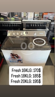 أدوات المطبخ في خلده - غسالات فريش حوضين بسعات متنوعة | Fresh Twin Tub Washing Machines