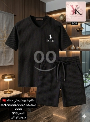 Clothes, Footwear & Accessories in Aley - طقم شورت رجالي مضلع تركي مريح وأنيق | Men&#039;s Turkish Ribbed T-Shirt &amp; Shorts Summer Set