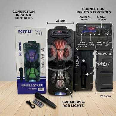 Other electronics in Achrafieh - اسبيكر محمول نيتو مع مايكروفون لاسلكي وإضاءة ار جي بي | NITU Portable Speaker with Wireless Mic &amp; RG