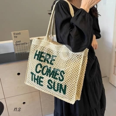 الملابس، الأحذية والزينة في نهر إبراهيم - حقيبة كتف قش تركية نخب أول عالي الجودة | Premium Straw Tote Bag Made in Turkey