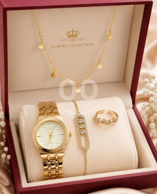 Vêtements, chaussures et accessoires dans Minieh - طقم هدايا فاخر: ساعة نسائية مع إكسسوارات ذهبية | Luxury Gift Set: Women&#039;s Watch with Gold Accessorie
