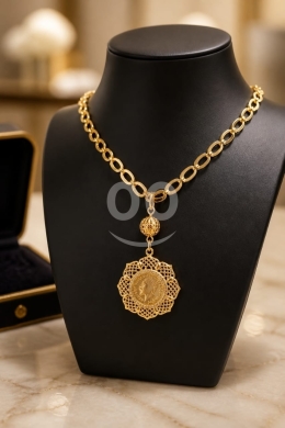 Vêtements, chaussures et accessoires dans Minieh - قلادة ذهبية فخمة بتصميم العملة التراثية | Luxurious Gold Necklace with Heritage Coin Design