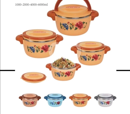 طقم حافظات طعام ذهبي بتصميم زهور | Gold Floral Insulated Casserole Set — 2