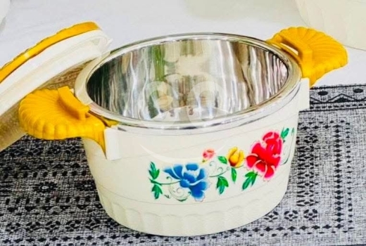 Cuisine dans Minieh - طقم حافظات طعام ذهبي بتصميم زهور | Gold Floral Insulated Casserole Set