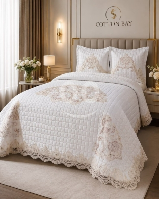 كفرليه عرايسي دانتيل فاخر (صناعة تركية) | Luxury Lace Bridal Bedspread (Turkish Made) — 5