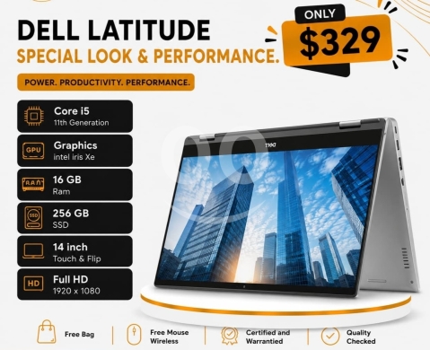 قطع غيار الكمبيوتر وملحقات البرامج في جونيه - لابتوب ديل لاتيتيود - Dell Latitude Core i5 11th Gen 16GB RAM 256GB SSD Touch &amp; Flip Laptop