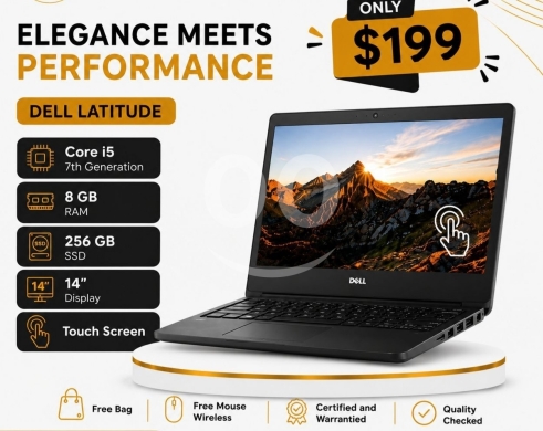 قطع غيار الكمبيوتر وملحقات البرامج في جونيه - لابتوب ديل لاتيتيود - Dell Latitude Core i5 7th Gen 8GB RAM 256GB SSD Touch Laptop