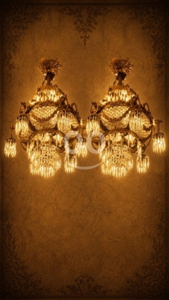 طقم ثريات نحاس وكريستال (عدد 2) | Pair of Brass and Crystal Chandeliers