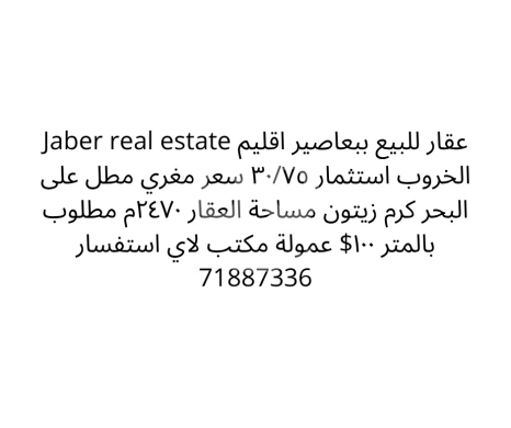 Lands for sale in Baasir - أرض للبيع في بعاصير إقليم الخروب مساحة 2470 متر | Land for sale in Baasir 2470sqm