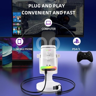 ميكروفون ديناميكي USB/XLR مع إضاءة RGB | Dynamic USB/XLR RGB Microphone — 8