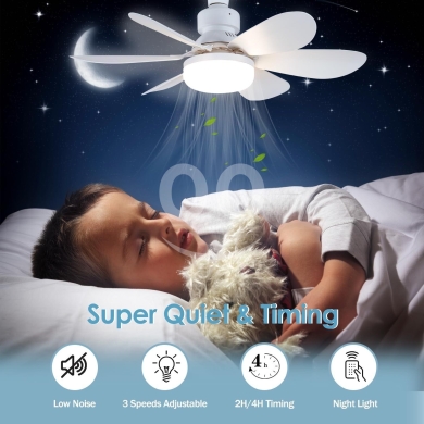 2-in-1 Socket Ceiling Fan with LED Light & Remote | مروحة سقف مع إضاءة LED مدمجة وتحكم عن… — 4
