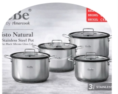 طقم أواني ستانلس ستيل "GeBe" من أميركوك | GeBe by Amercook Stainless Steel Pot Set