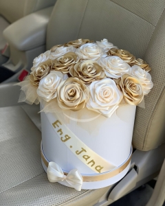 Handcrafted Ribbon Rose Arrangement for Gifts | باقة ورد من الساتان للهدايا