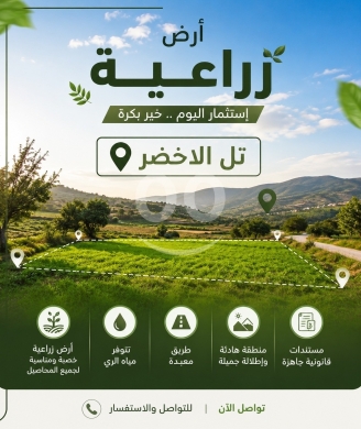 Lands for sale in Tal el-Akhdar - أرض زراعية مروية للبيع في تل الأخضر بمساحة 290 دونم | Agricultural Land for Sale in Tel Akhdar