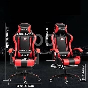 كرسي ألعاب مريح مع مسند للقدمين ودعم للظهر | Ergonomic Gaming Chair with Footrest & Suppo… — 8
