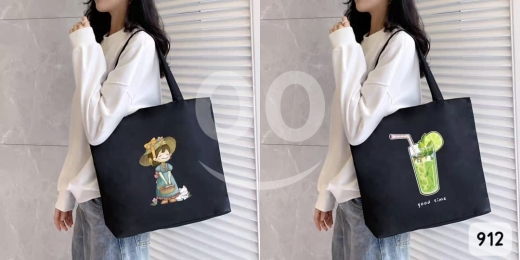حقيبة قماشية أنيقة بتصاميم متنوعة - كود 912 | Stylish Canvas Tote Bag - Code 912 — 2