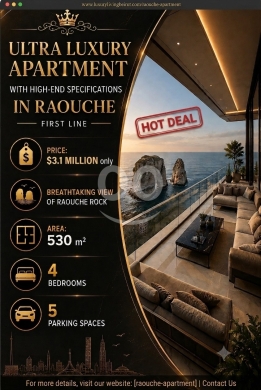Apartments for sale dans Rawche - شقة فائقة الفخامة للبيع في الروشة | Ultra Luxury Apartment for Sale in Raouche