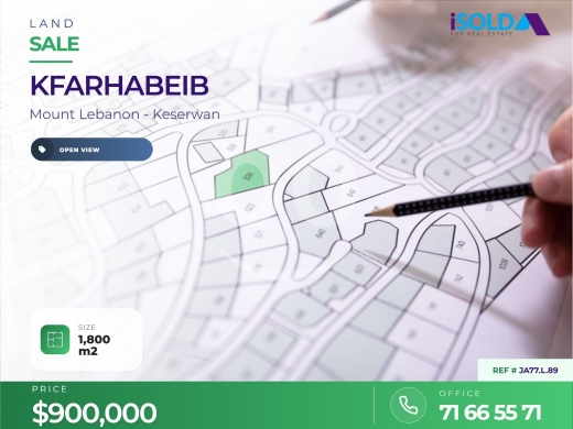 Lands for sale in kfarhbeib - A 1800 m2 land for sale in kfarhabeib/ JA77.L.89