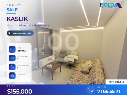العقارات الأخرى في كسليك - A 39 m2 chalet in Samaya having an open sea view for sale/ JK09.C.45