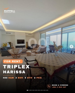 شقة تريبلكس للإيجار في حريصا مع إطلالة بانورامية على البحر | Triplex Apartment for Rent in Harissa