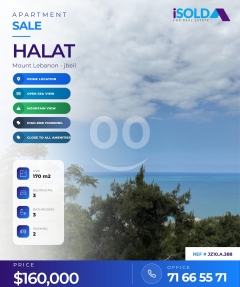 High-End 170m2 apartment+Sea view 4sale in Halat - شقة للبيع في حالات